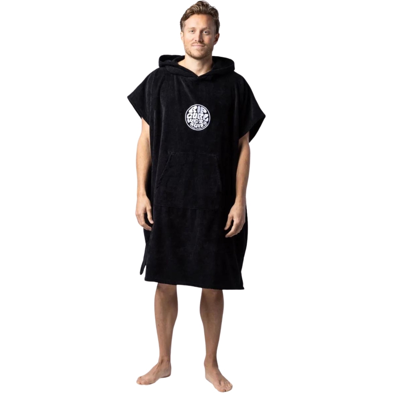 2026 Rip Curl Logo Hettehåndkle Med Hette / Poncho 00GMTO - Black